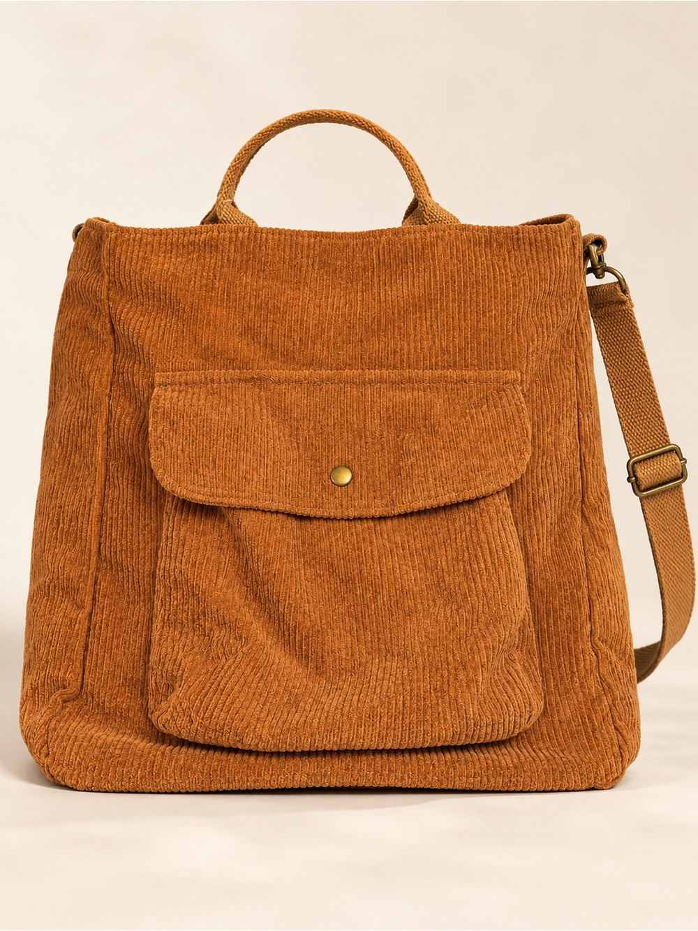 Everyday Corduroy Tote in Burnt Orange